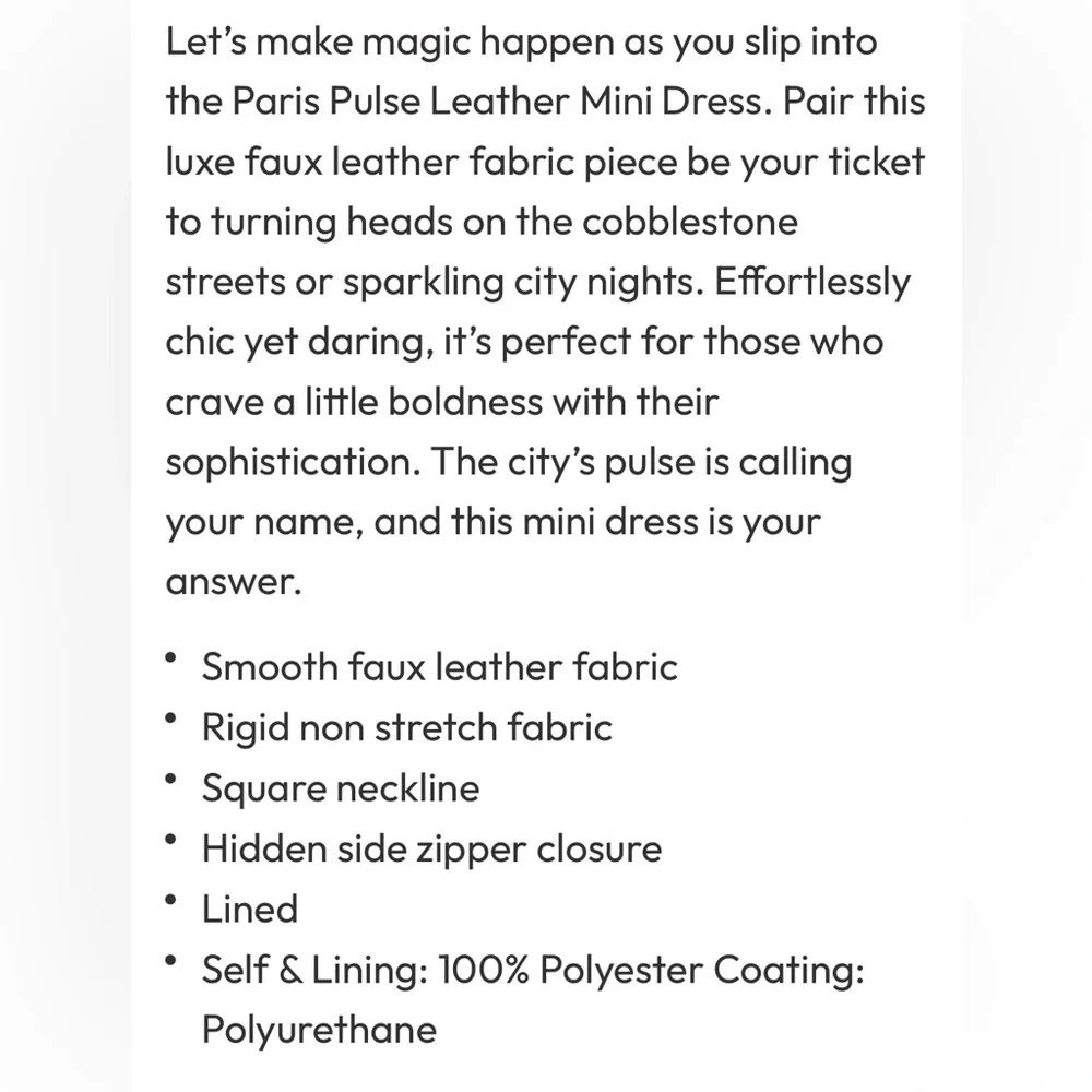 VICI- Paris Pulse Faux Leather Mini Dress - Picture 7 of 9